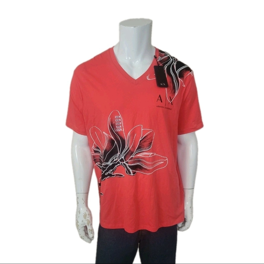 Armani Exchange Vivid Red Floral Men's Tee